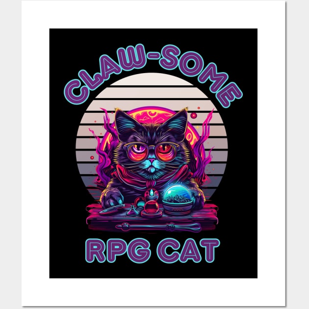 Dungeon Meowster - Cute Cat Dungeonmaster RPG Game Shirt Design Wall Art by zax454